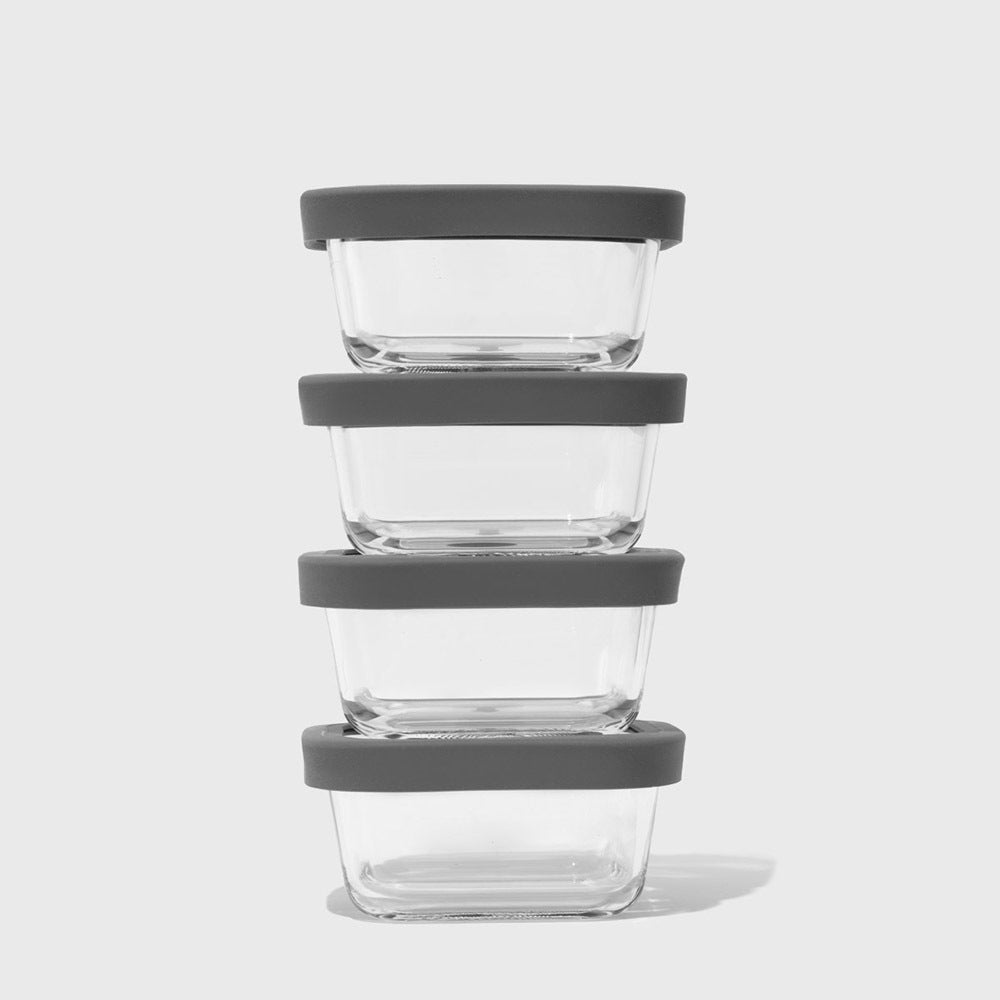 Stock Square Glass Food Storage Container Set with Silicone