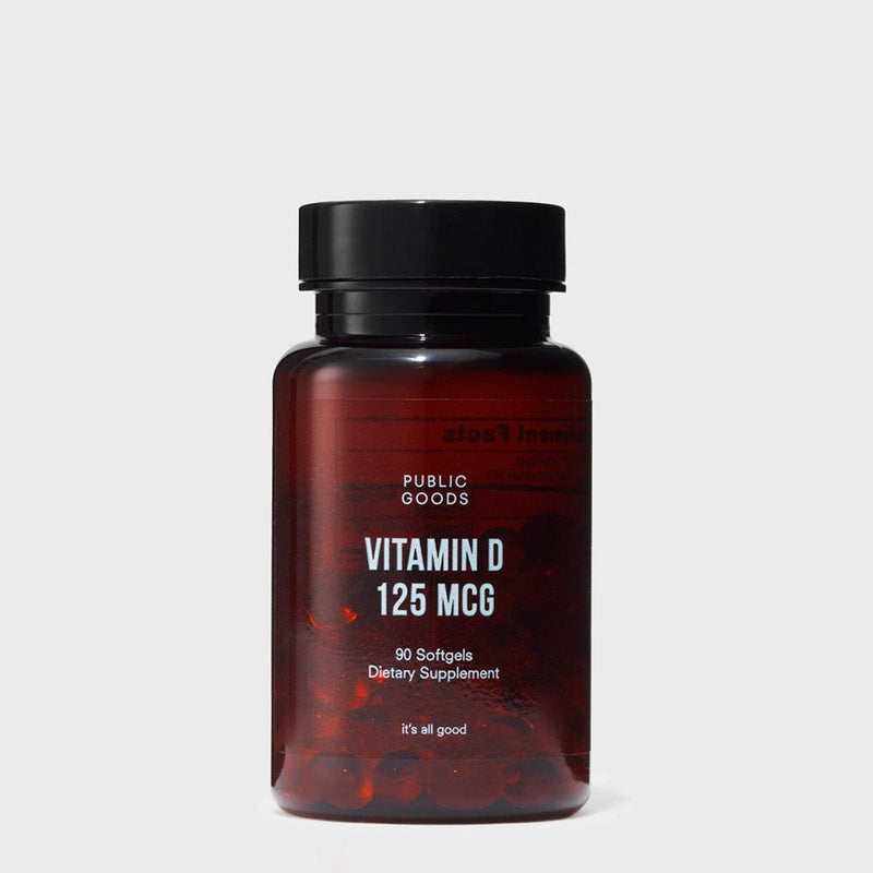 Public Goods Vitamin D Daily Supplement - 125 mcg | 5000 IU of Vitamin D3 Sourced from Cholecalciferol