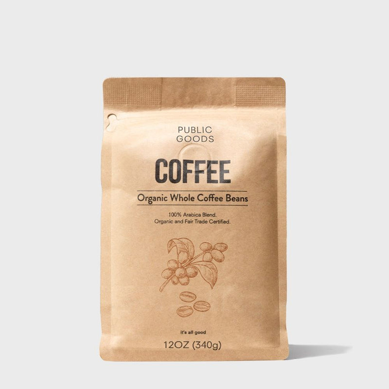 Public Goods Organic Whole Bean Coffee | 100% Arabica Blend & Fair Trade Certified