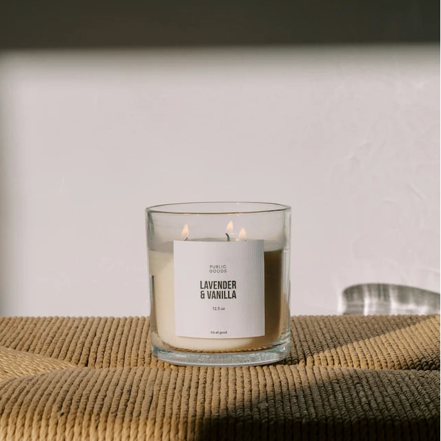 Public Goods Household Lavender & Vanilla Soy Candle (3 Wick, 12.3oz)