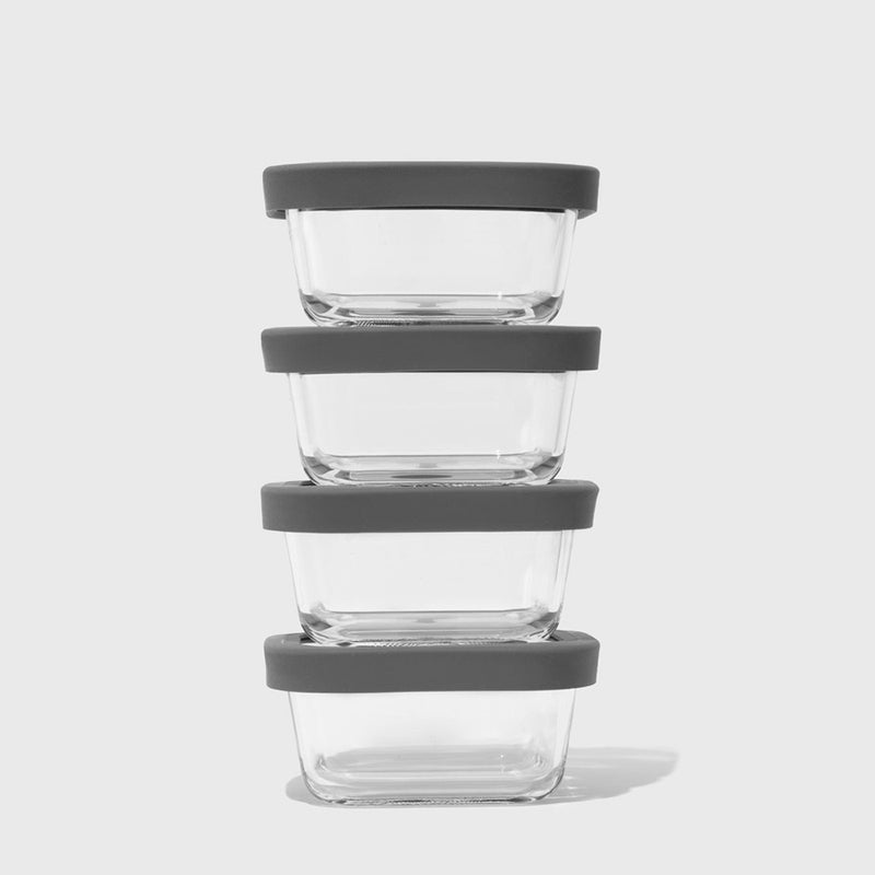 Public Goods Glass Glass Food Storage Containers | 4 Piece Set With Silicone Lids