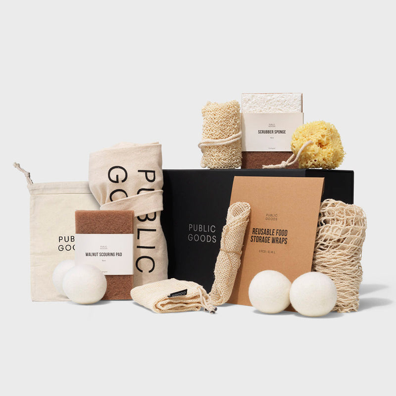 Public Goods Natural Fibers Gift Set | Household & Bath Goods Made from Cotton, Agave Fiber, Wool & More