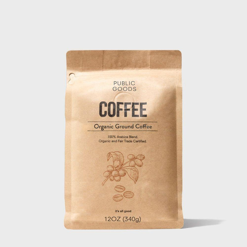 Public Goods Organic Ground Coffee | Fair Trade Arabica Beans & 100% Vegan