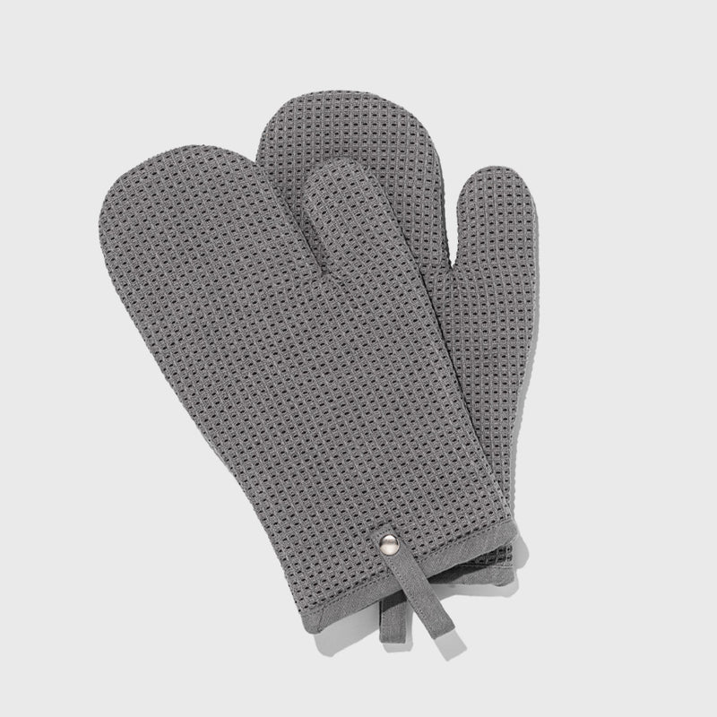  Public Goods Organic Cotton Oven Mitts (Set of 2) | Grey Waffle Knit Oven Mitts for Kitchen