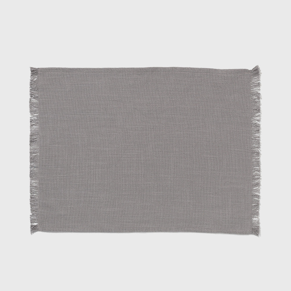 Cotton Woven Grey Table Placemats (Set of 4) Cloth Linen Placemats