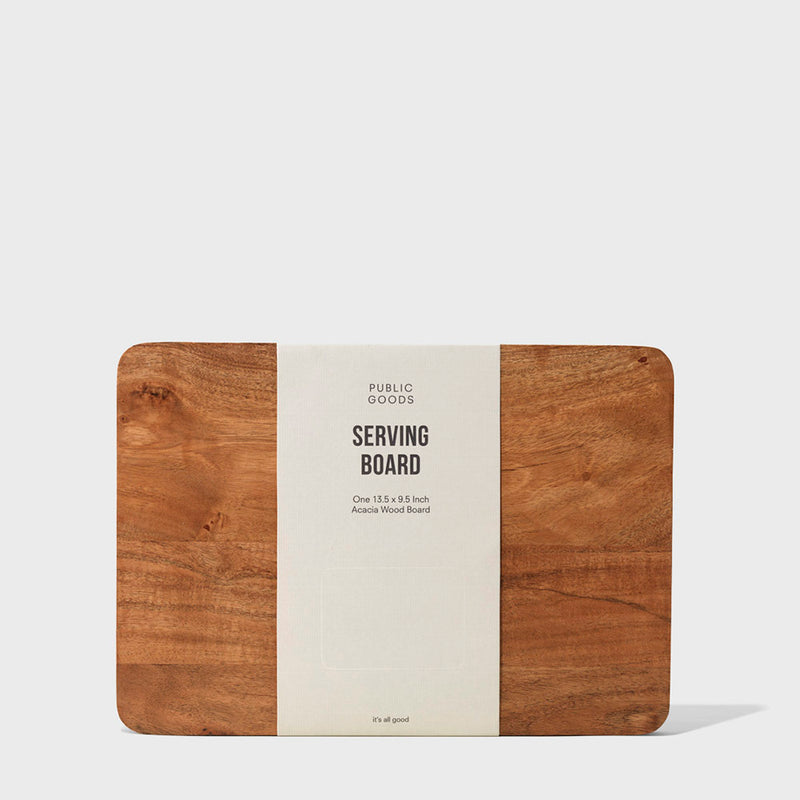 Public Goods Small Acacia Wood Serving Board (13.5" x 9.5") | Perfect for Cheese & other Foods