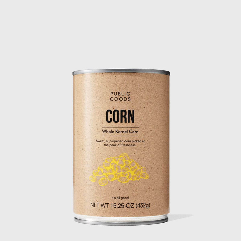 Public Goods Canned Whole Kernel Corn | Sweet, Sun-Ripened Corn Picked at Peak Freshness 